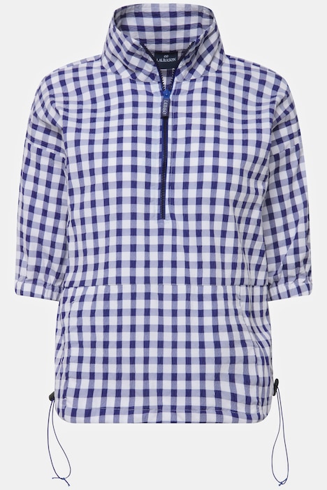 Karobluse, oversized, Seersucker, Troyerkragen, Halbarm, OEKO-TEX