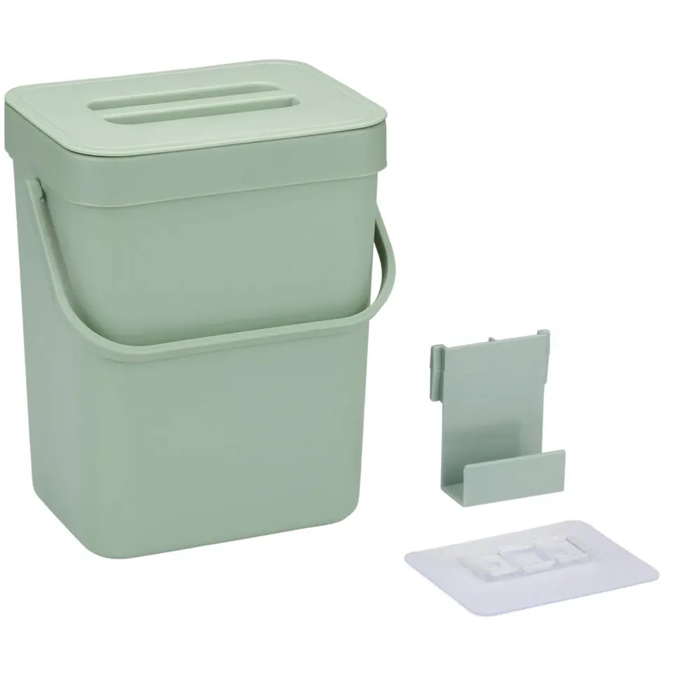 Gft afvalbakje voor aanrecht - 5L - groen - 24 x 19 x 14 cm