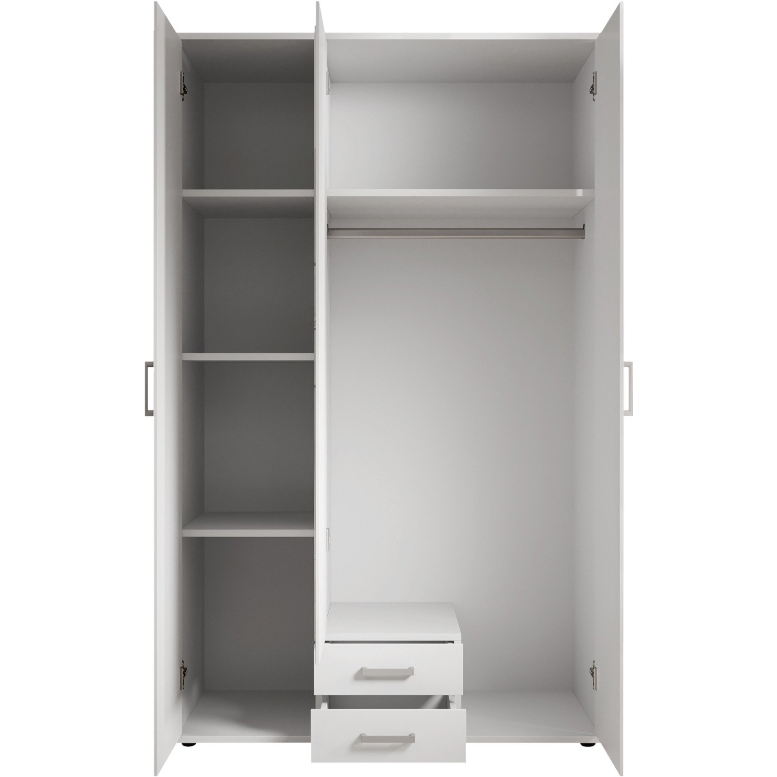 Drehtürenschrank Karl Melamin weiss 120 x 197 x 54 cm, mit Spiegel