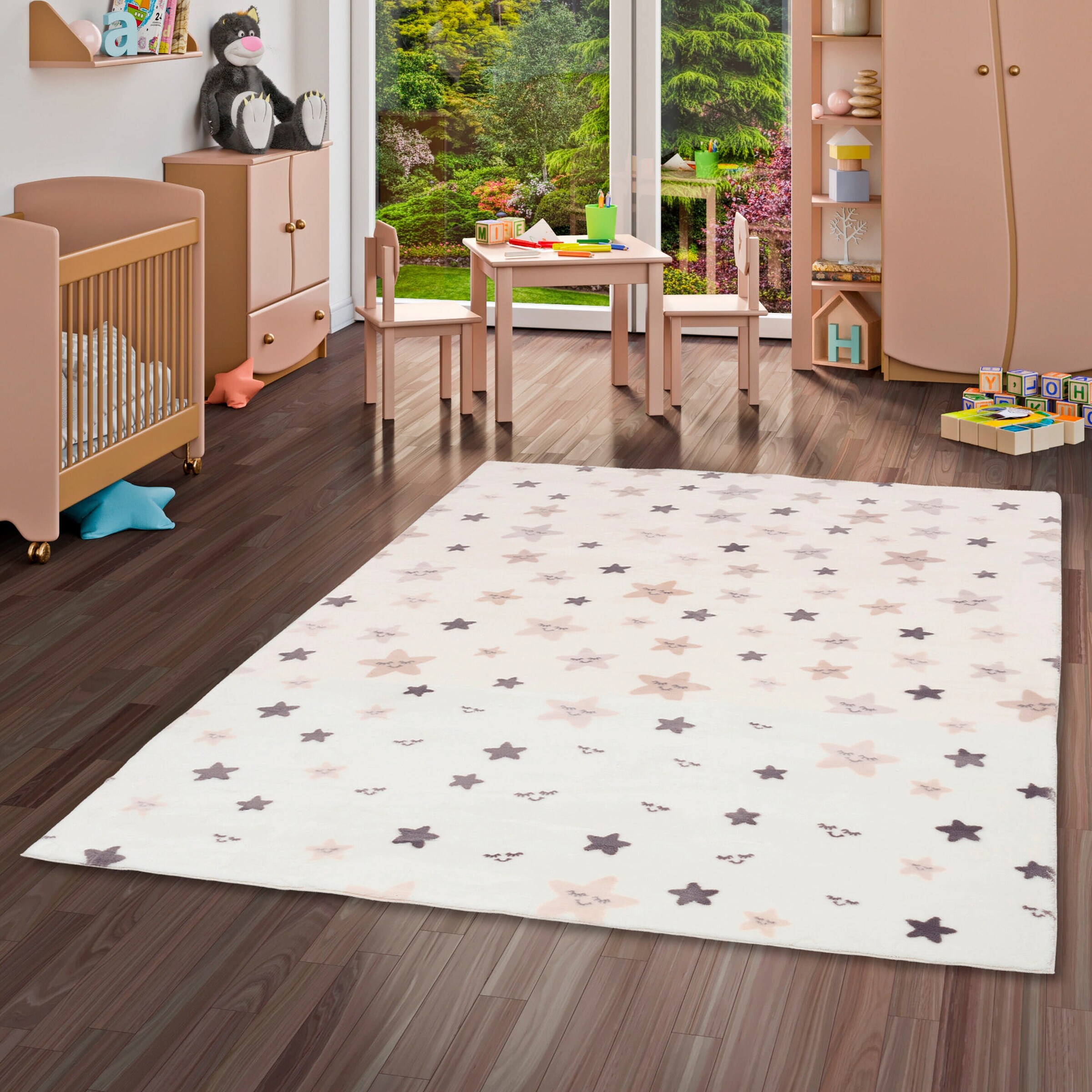 Pergamon Super Soft Fellteppich Pearl Kids Sterne Creme