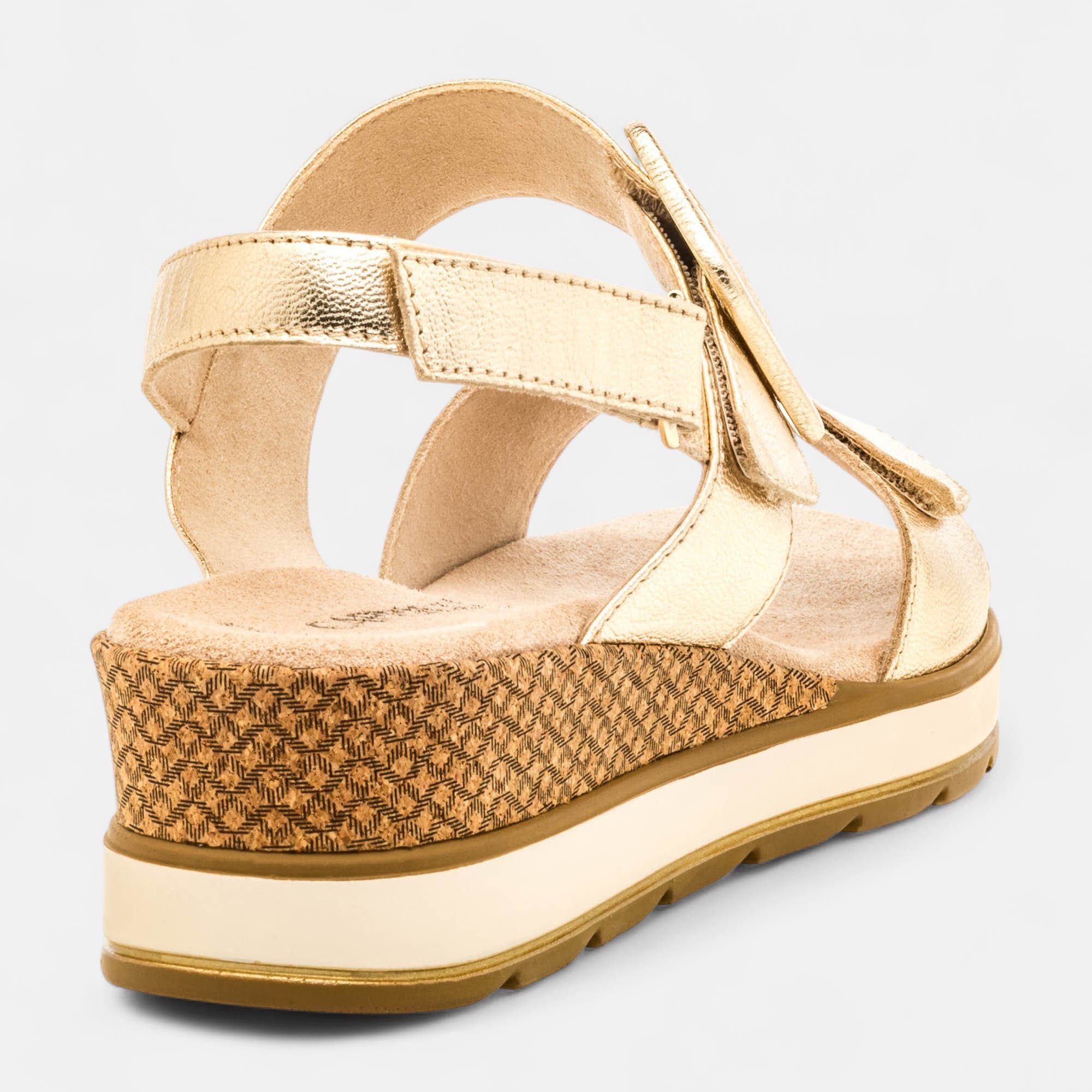 Sandales à talon compensé Femme en cuir or