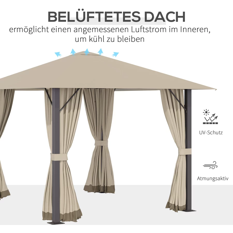 Outsunny Pavillon mit einer Entlüftung braun