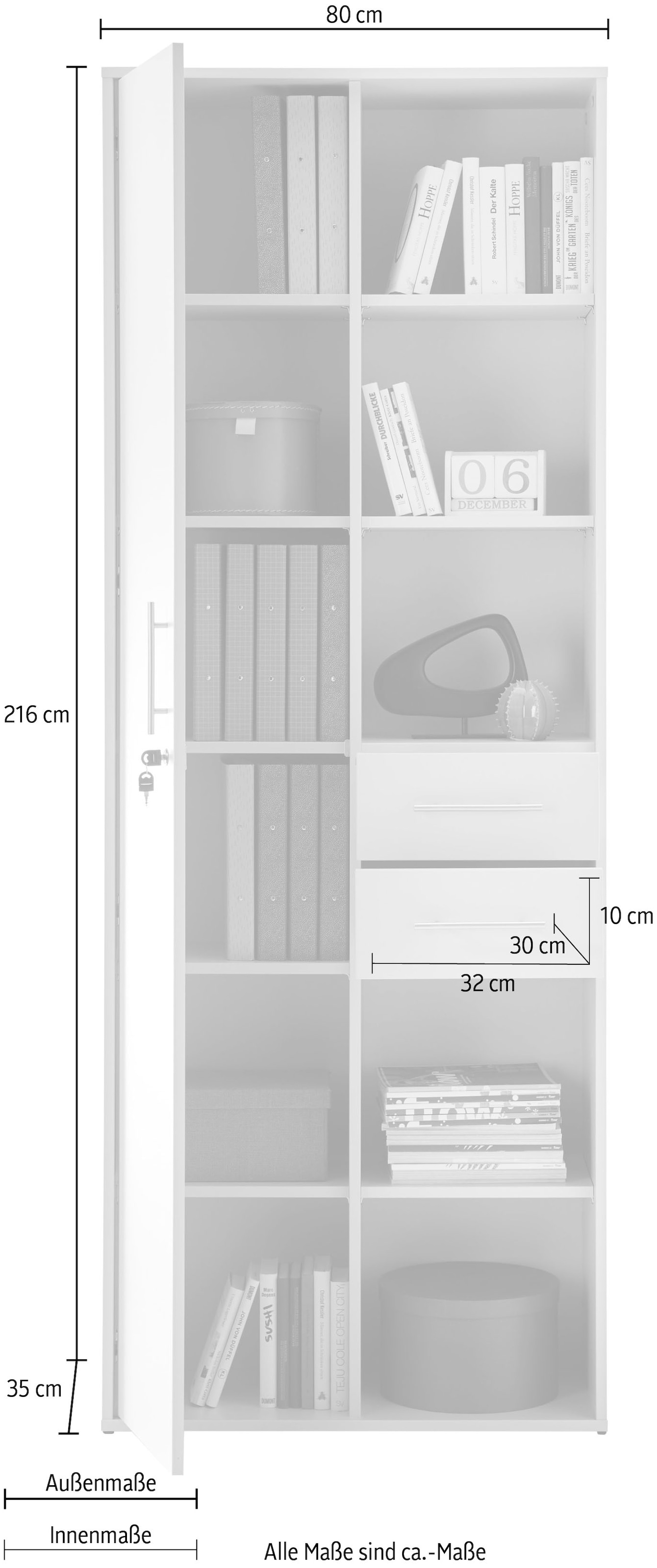 BEGA OFFICE Aktenschrank »Pronto« Büroschrank Grau abschliessbar, Mehrzweckschrank