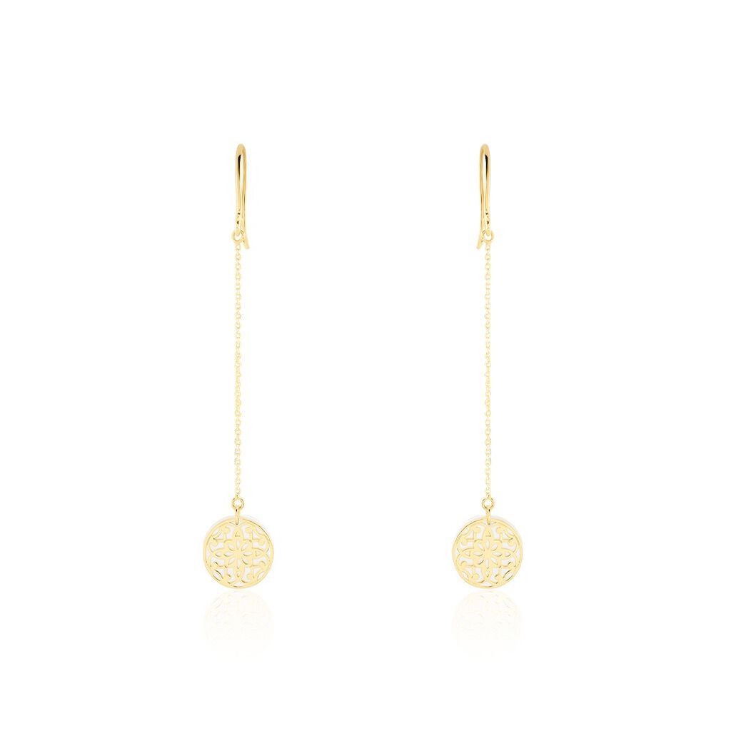 Boucles D'oreilles Pendantes Naïade Or Jaune Nacre