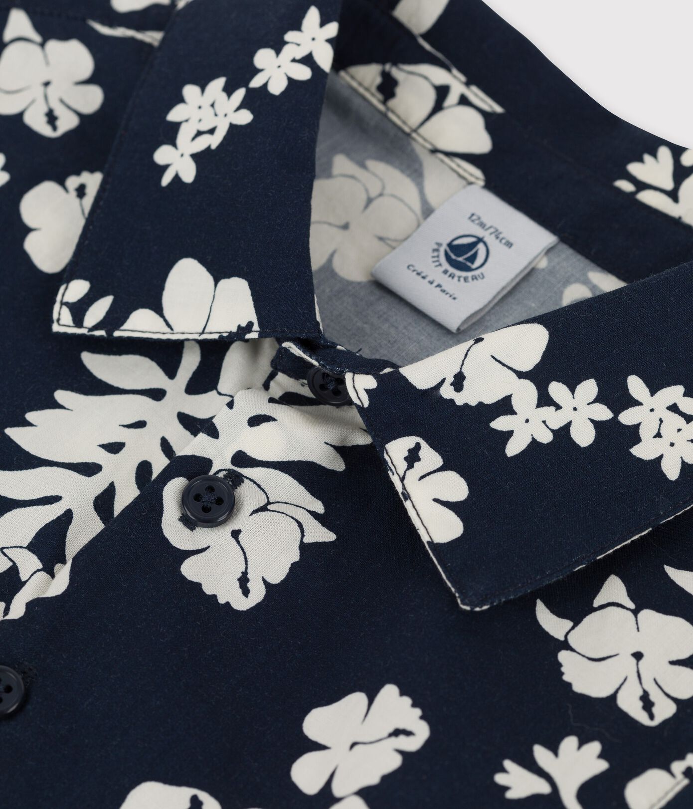 Chemise manches courtes imprimée Hawaï en popeline bébé