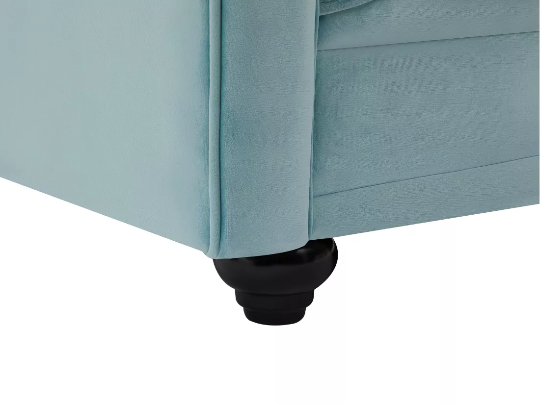 Canapés 3 places et 2 places en velours bleu pastel CHESTERFIELD