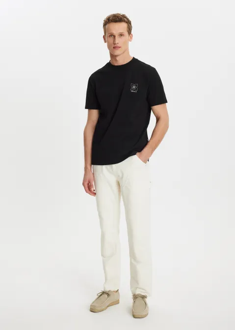 T-shirt met print botanic flower zwart (ZWART)