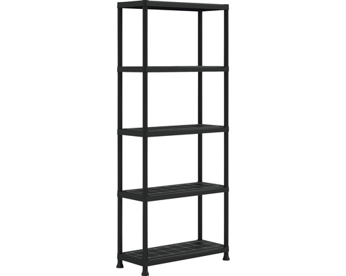 Zwarte kunststof plank, 176x75x32 cm, 5 planken, draagvermogen 125 kg