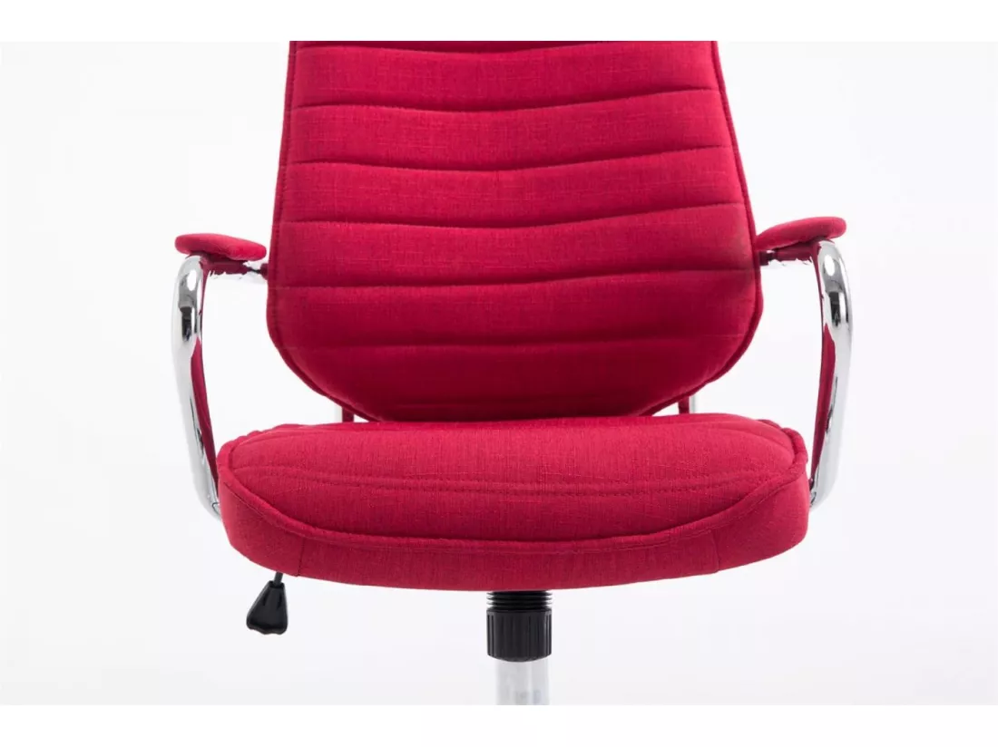 Chaise de bureau - Tissu & Métal chromé - Rouge - Rako