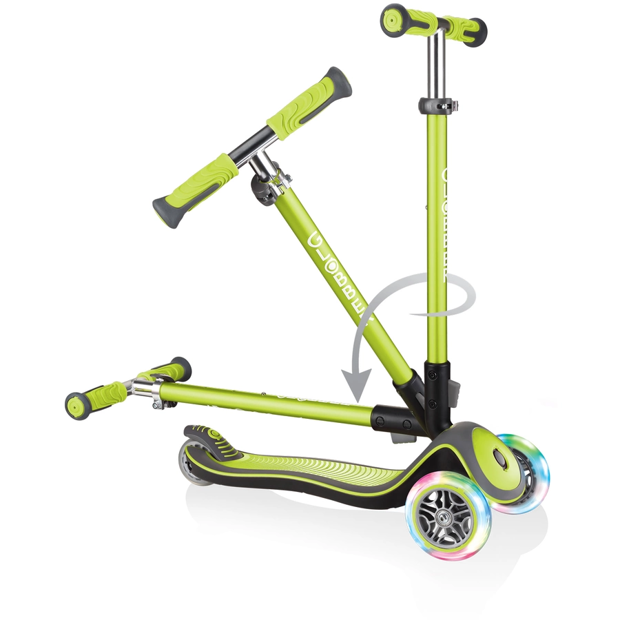 GLOBBER Scooter ELITE DELUXE LIGHTS mit Leuchtrollen, lime grün