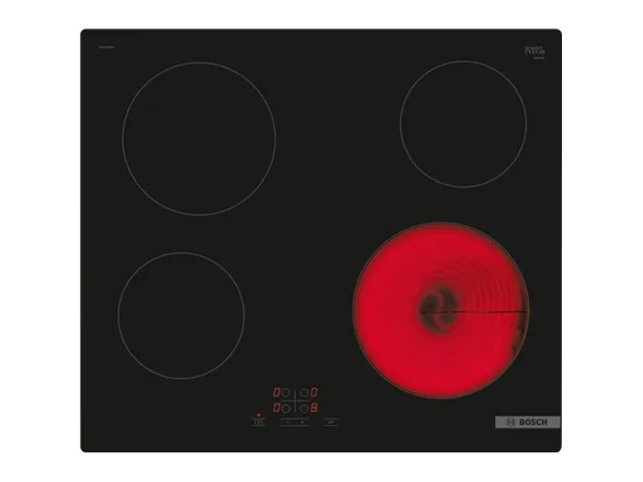 Bosch Serie | 4 PKE611BA2E - Keramisk kogeplade - 4 plader - Niche - bredde: 56 cm - dybde: 49 cm - rammeløs - sort