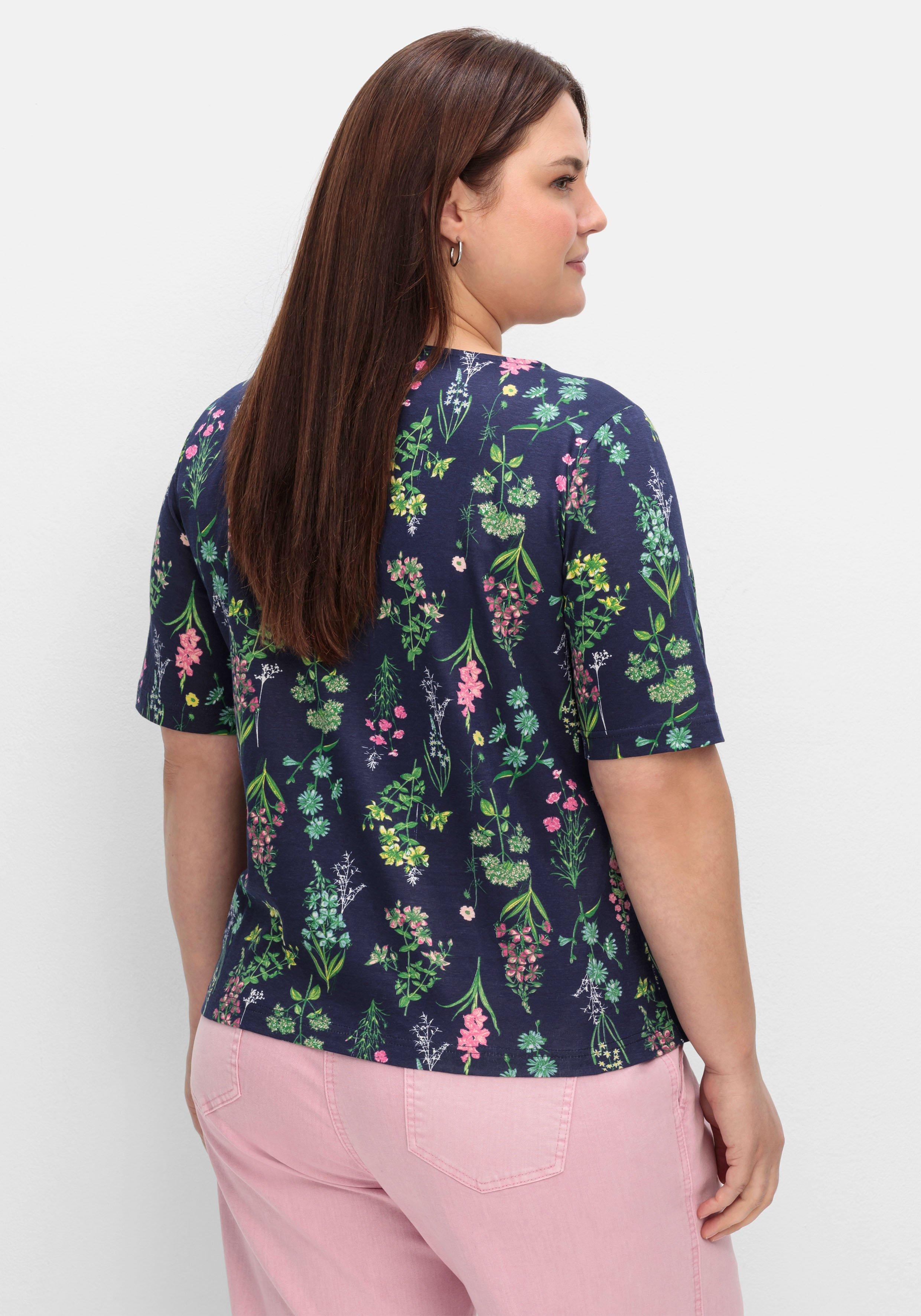 Shirt mit U-Boot-Ausschnitt und floralem Print