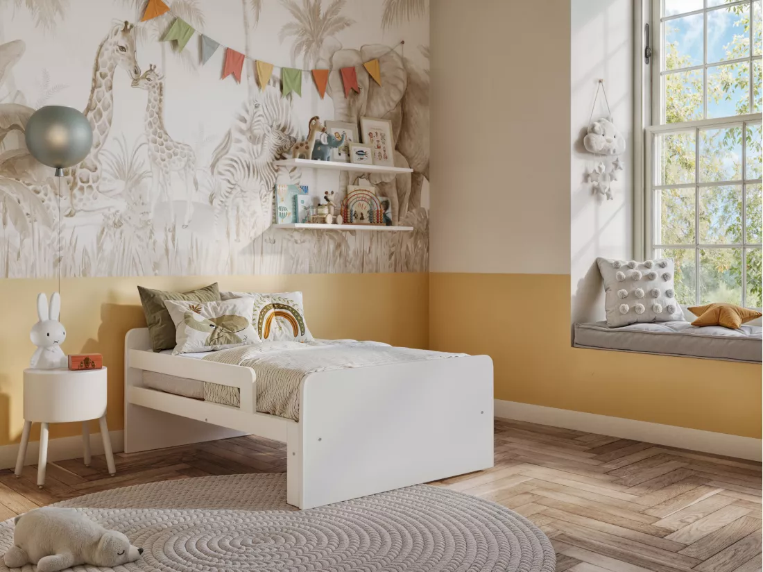Lit evolutif ZELLY - 90x140/170/200cm - Epicéa blanchi + matelas