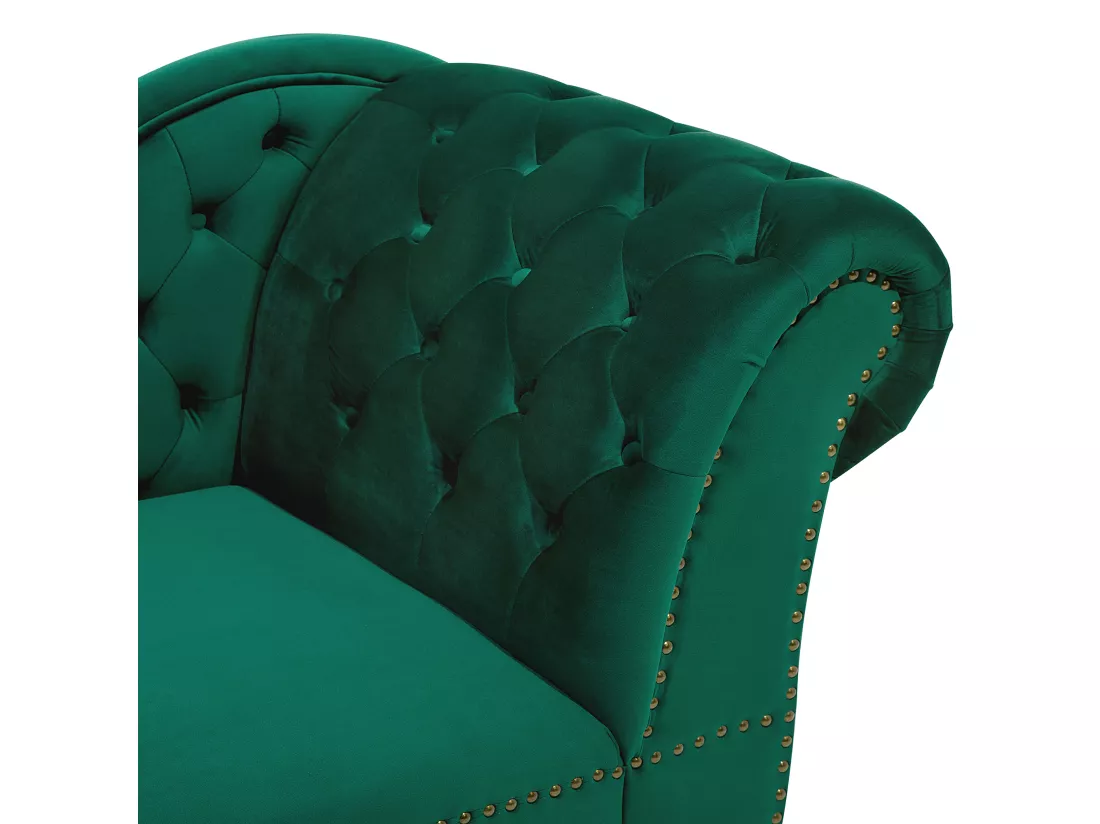 Méridienne à gauche chesterfield en velours vert NIMES