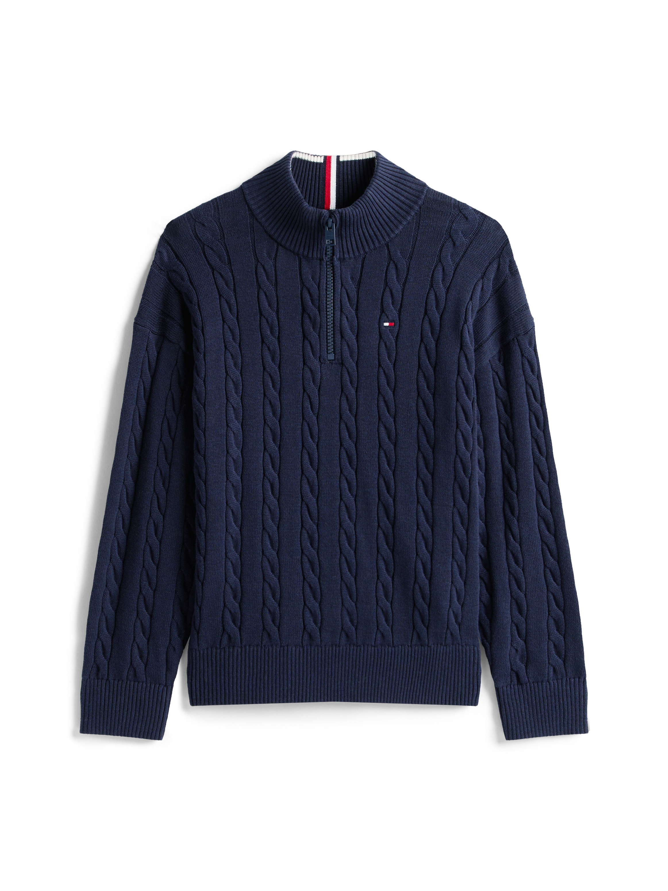 Tommy Hilfiger Strickpullover »COTTON CABLE HALF ZIP SWEATER«, Kinder bis 16 Jahre