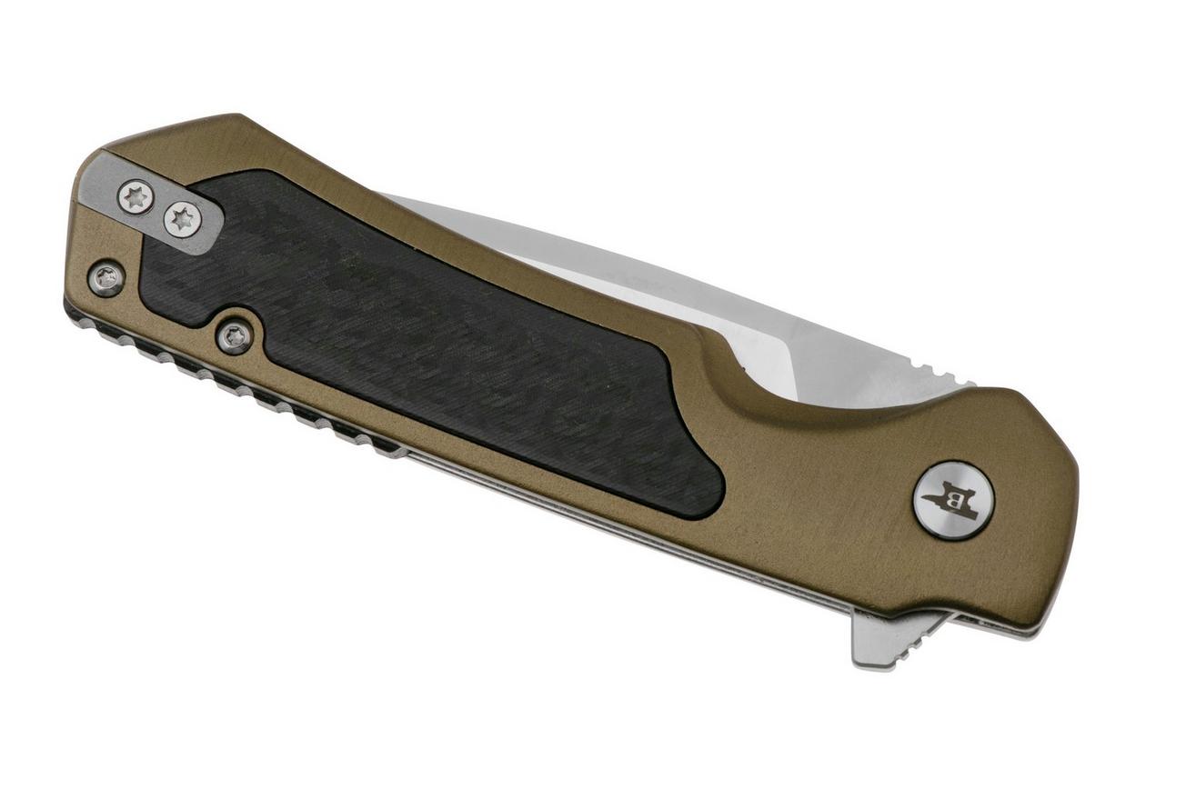 Buck Stinger 0714GRS Satin D2, Green Aluminium Carbon Inlay, zakmes