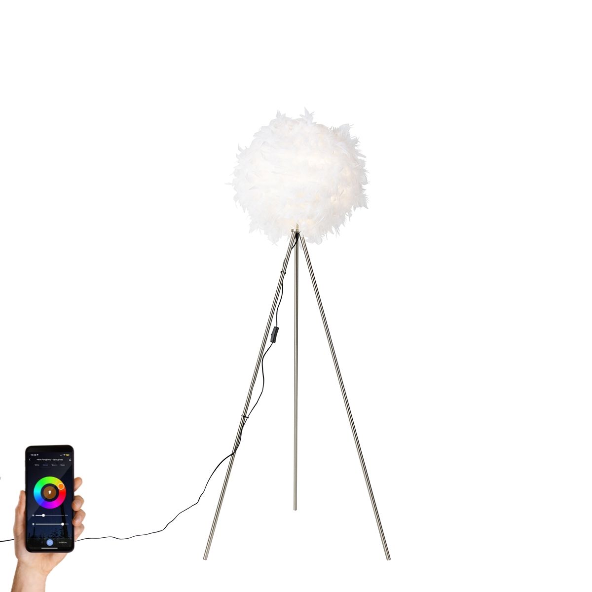 Smart romantische vloerlamp wit incl. Wifi A60 - Feather