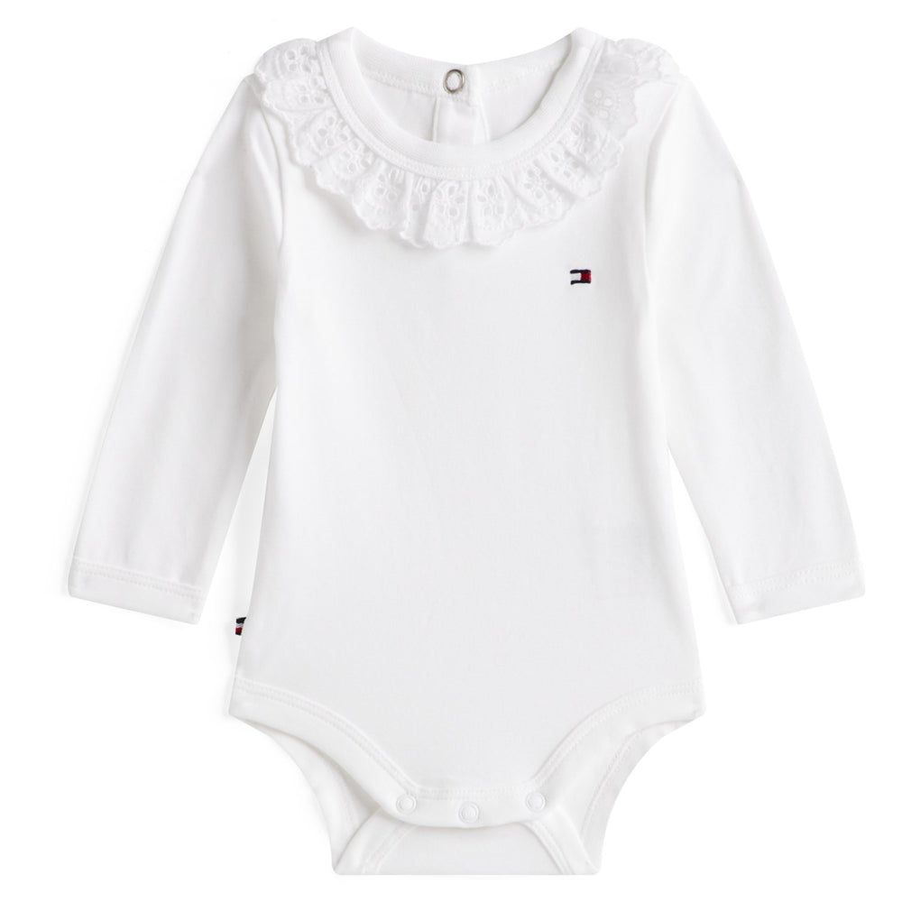 Køb Tommy Hilfiger White Broderie Krave Body Ls