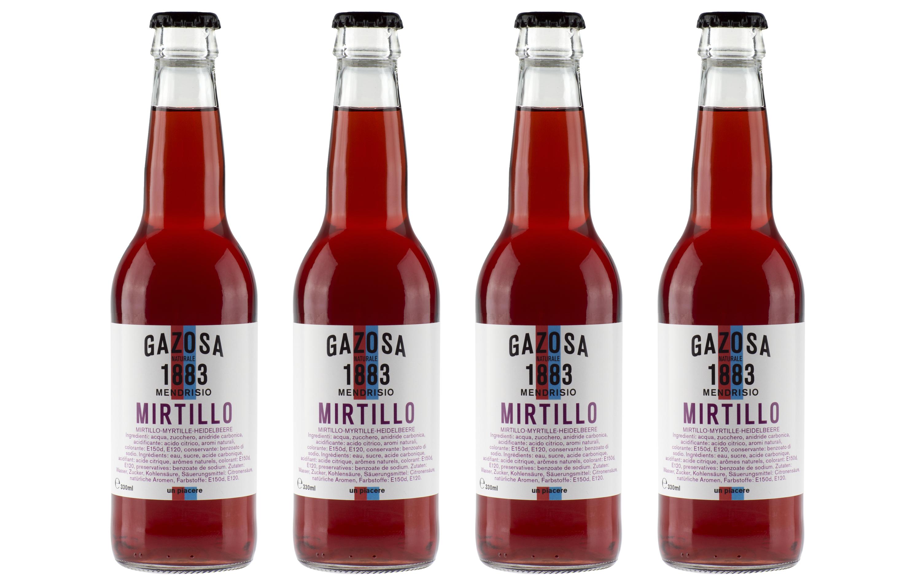 Soft-Drinks Limonade Mirtillo 4 x 330 mlPrickelndes Erfrischungsgetränk mit Heidelbeeraroma