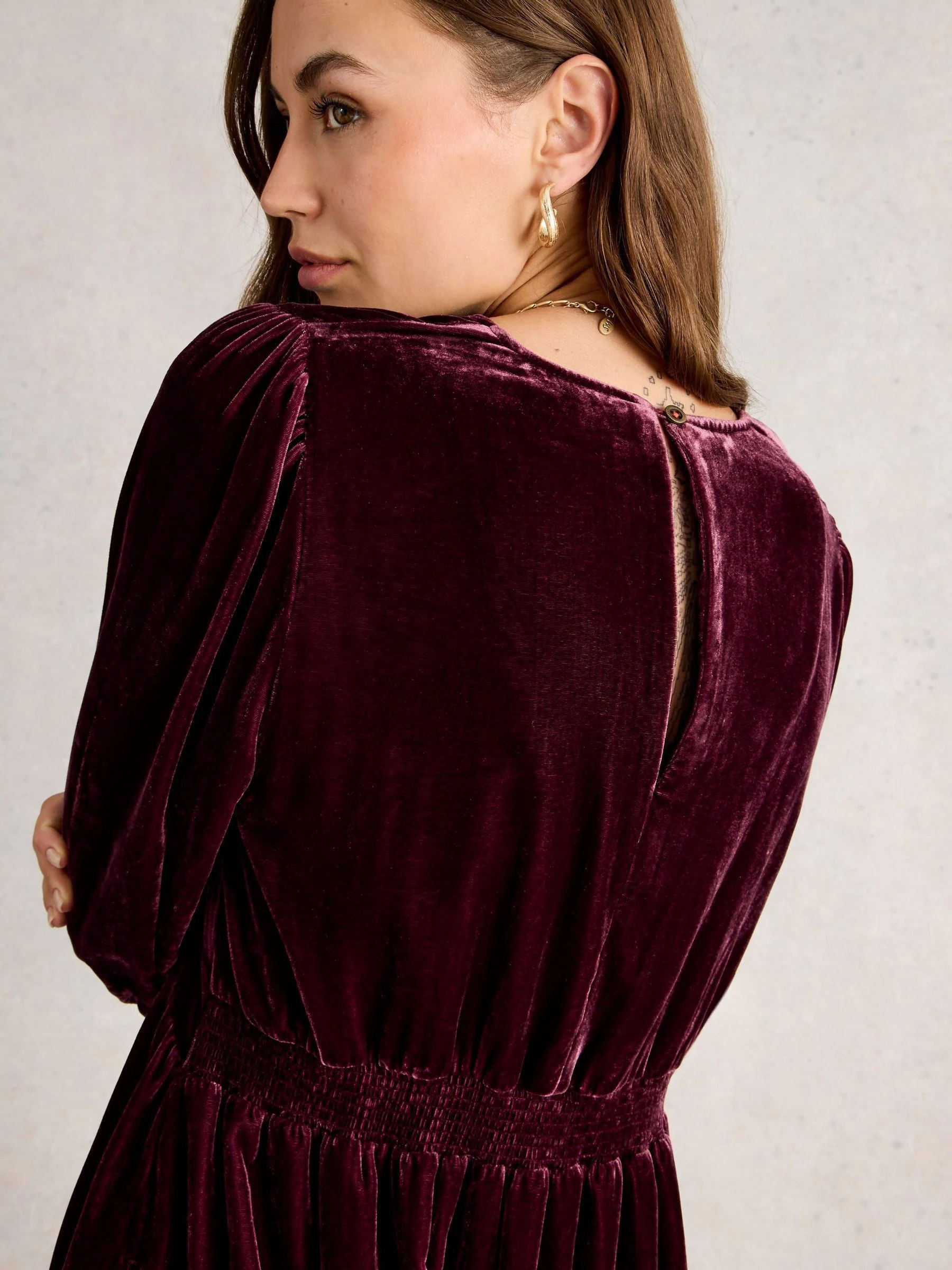 Paars - White Stuff Lucy Velvet Dress