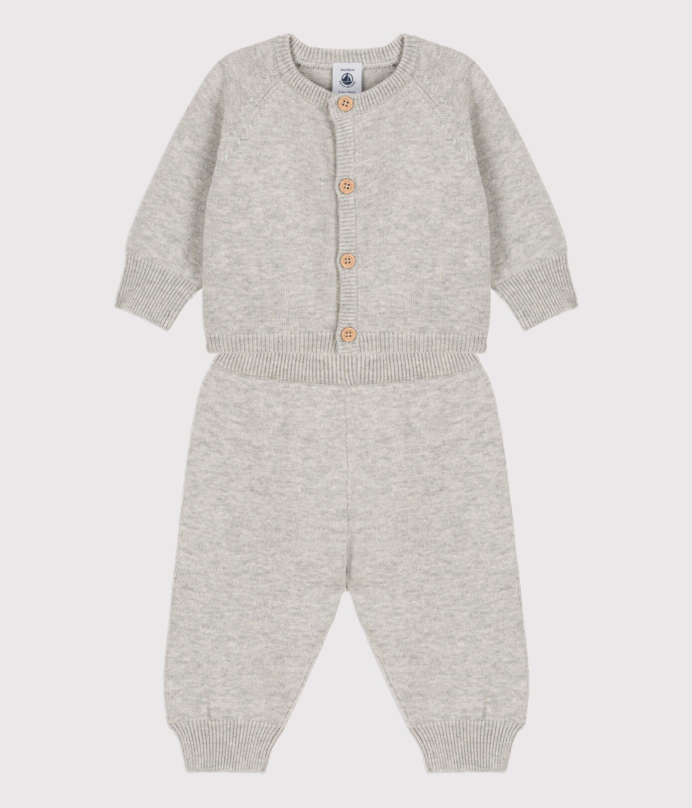 Ensemble 2 pièces bébé en tricot laine et coton
