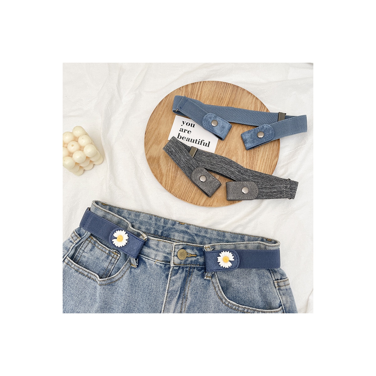 Daisy Spenneløst Elastisk Belte Stretchy Belte Usynlig Elastisk Belte Unisex Sort M