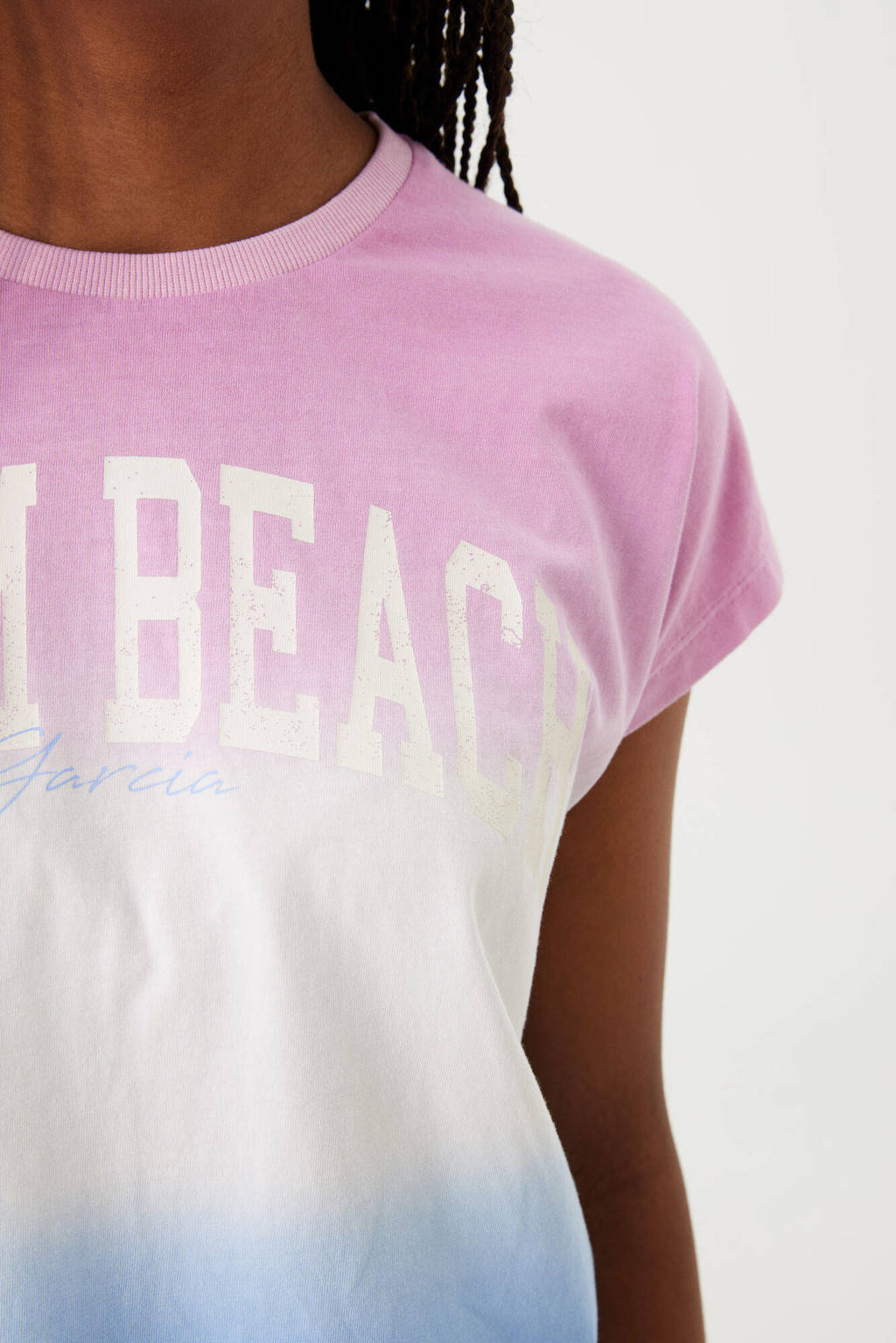 Garcia dip-dye T-shirt roze/wit/blauw
