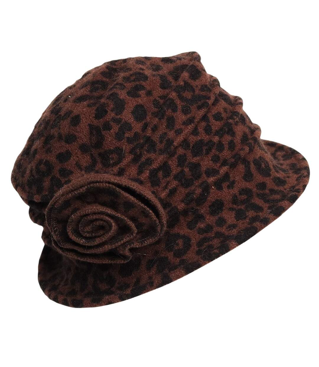 Chapeau cloche en laine Léopard