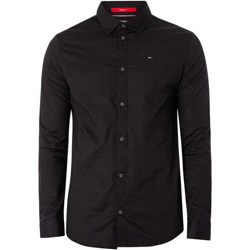 Tommy Jeans - Camisa Original Stretch Slim Negro