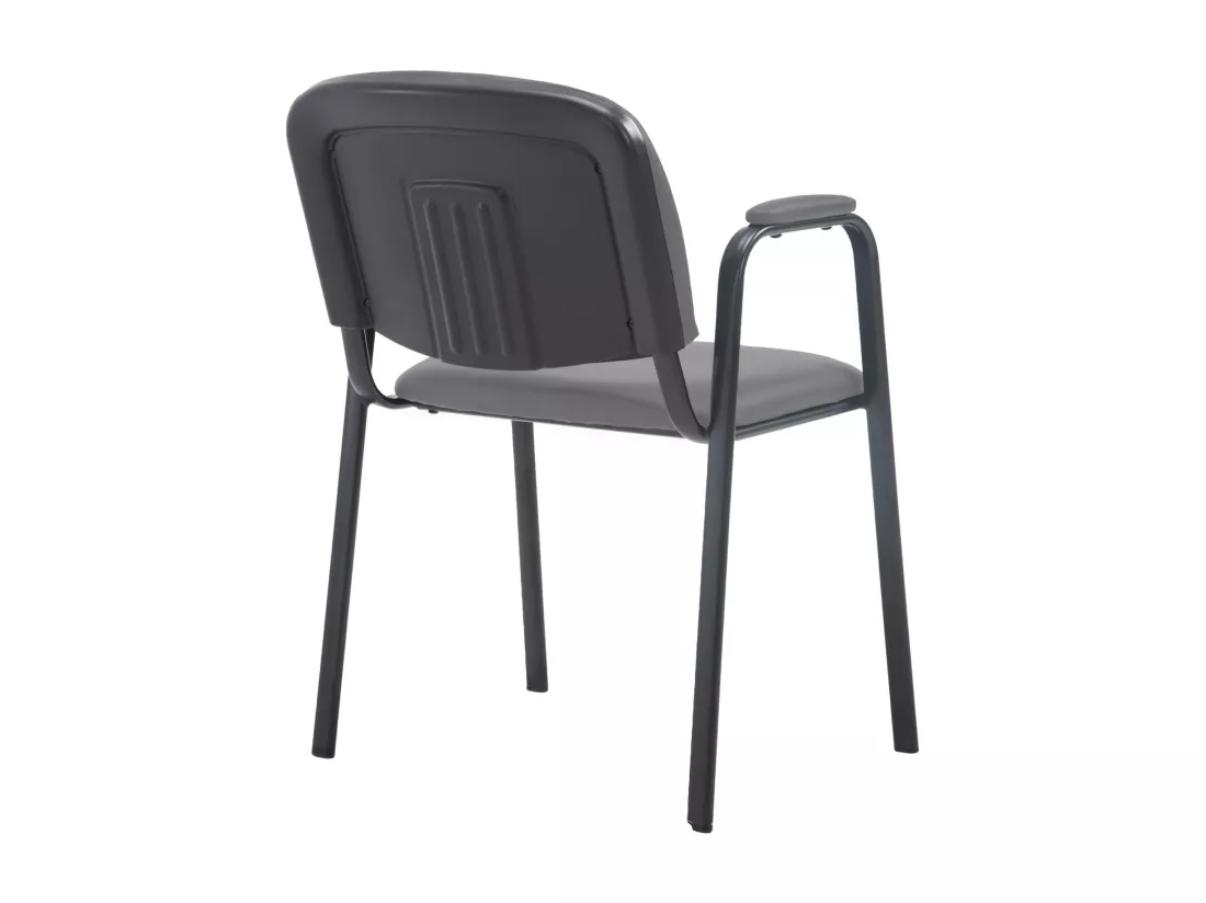 Chaise de conférence - Similicuir & Métal noir mat - Gris - Ken Pro