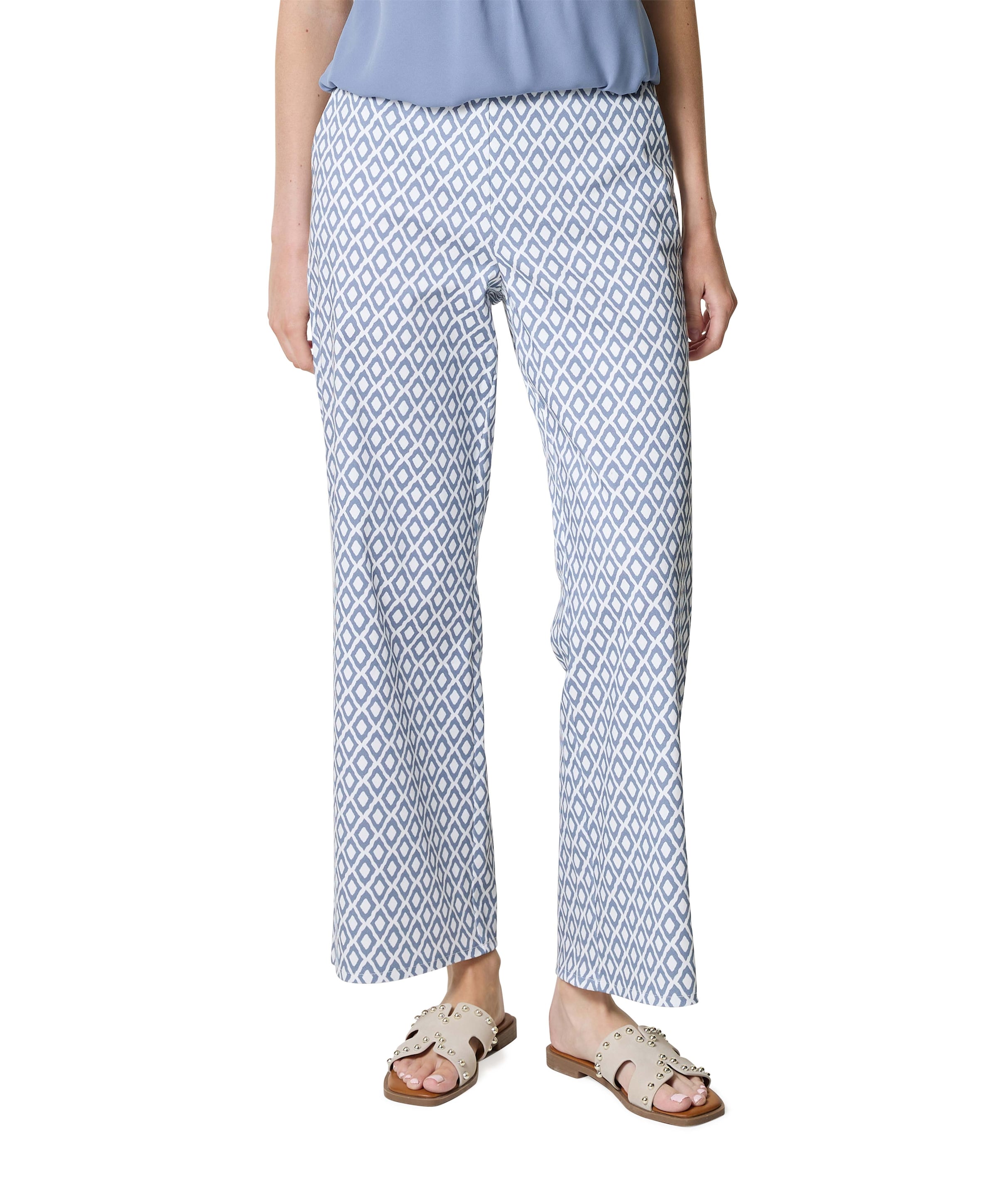 Frank Walder Wide leg dames broek blauw