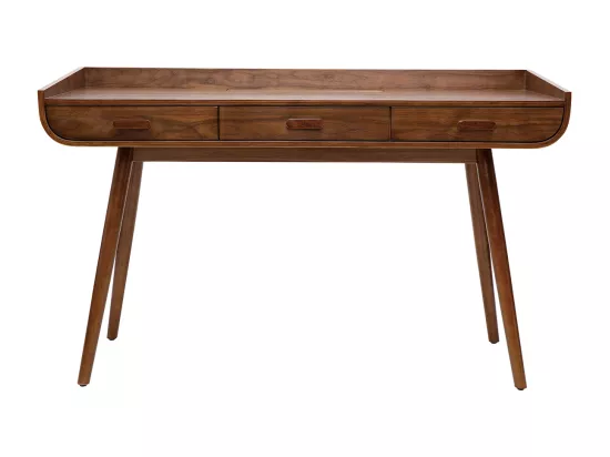 Bureau avec rangements 3 tiroirs vintage bois foncé noyer L132 cm HALLEN
