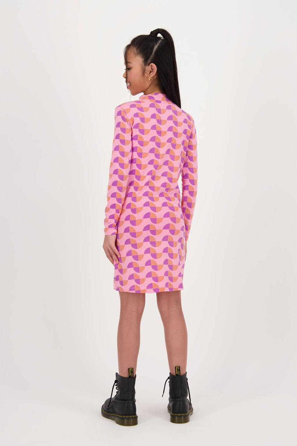 Raizzed jurk Keet met all over print roze/paars/oranje
