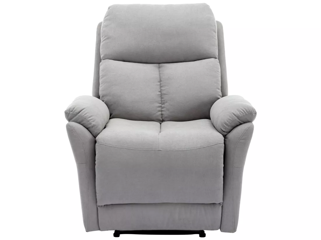 Fauteuil de relaxation en tissu avec repose-pieds pour salon - coloris gris
