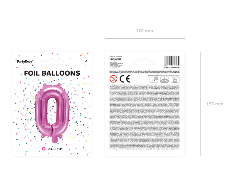 Folie Ballon Letter O Roze Leeg 35cm