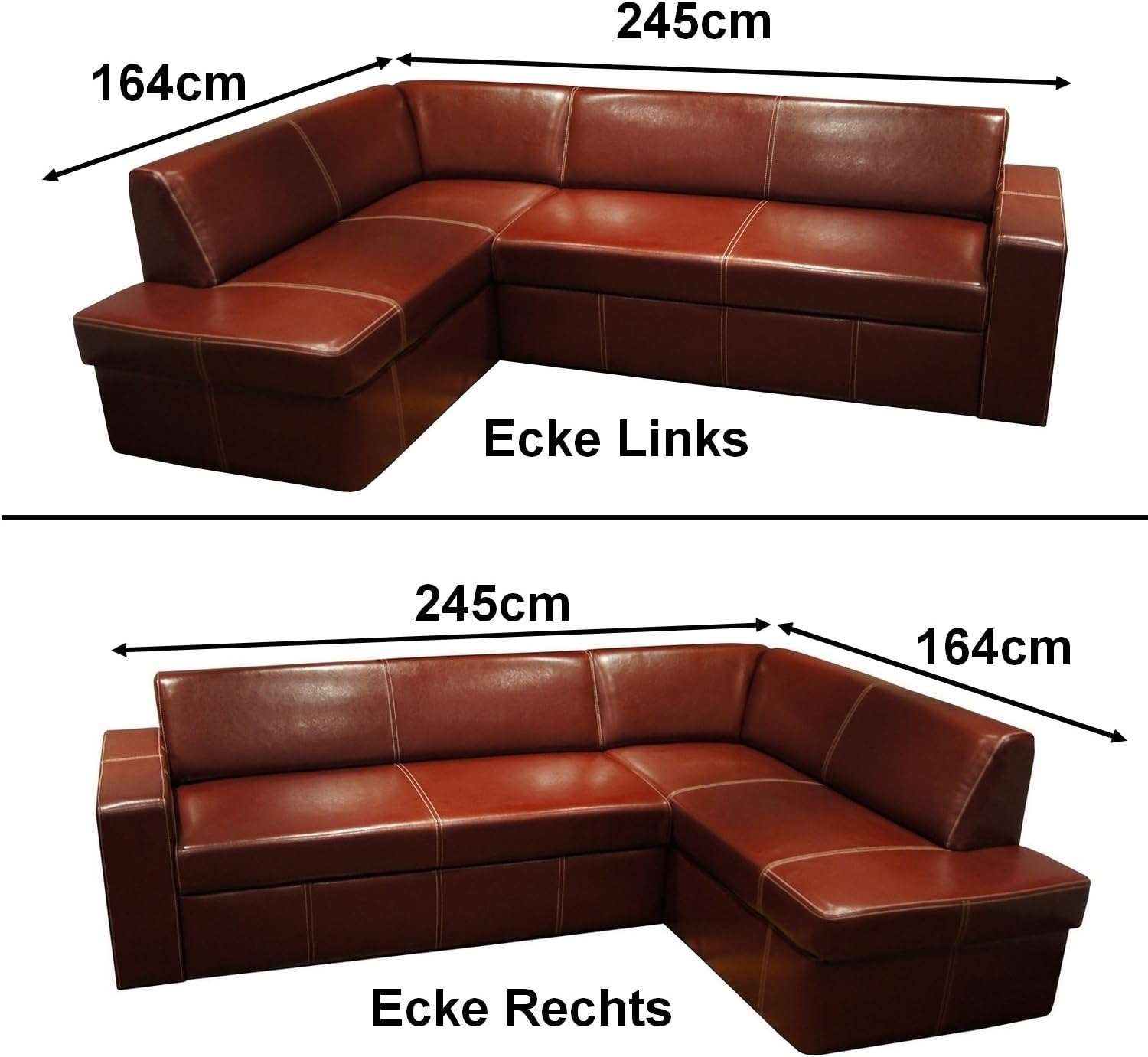 Quattro Meble Echtleder Ecksofa Antalya I 245 x 164cm + 2 x Lederkissen Sofa Couch mit Bettfunktion und Bettkasten Echt Leder Eck Couch