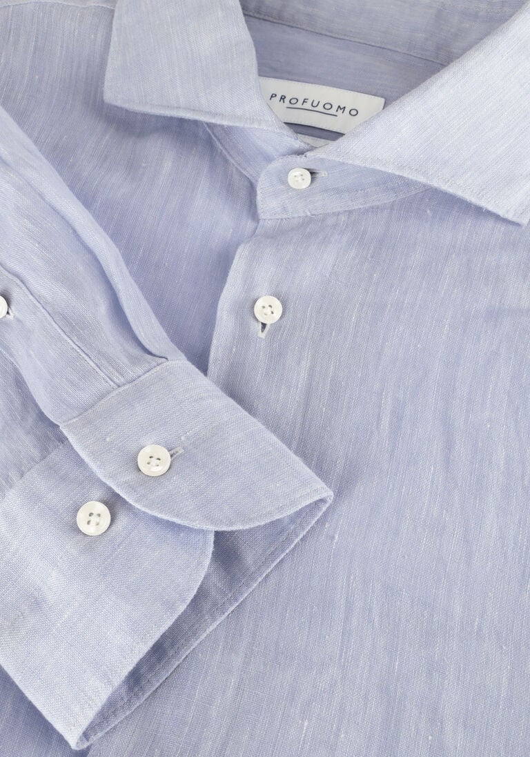 PROFUOMO lichtblauwe profuomo klassiek overhemd shirt x-cutaway sc linnen