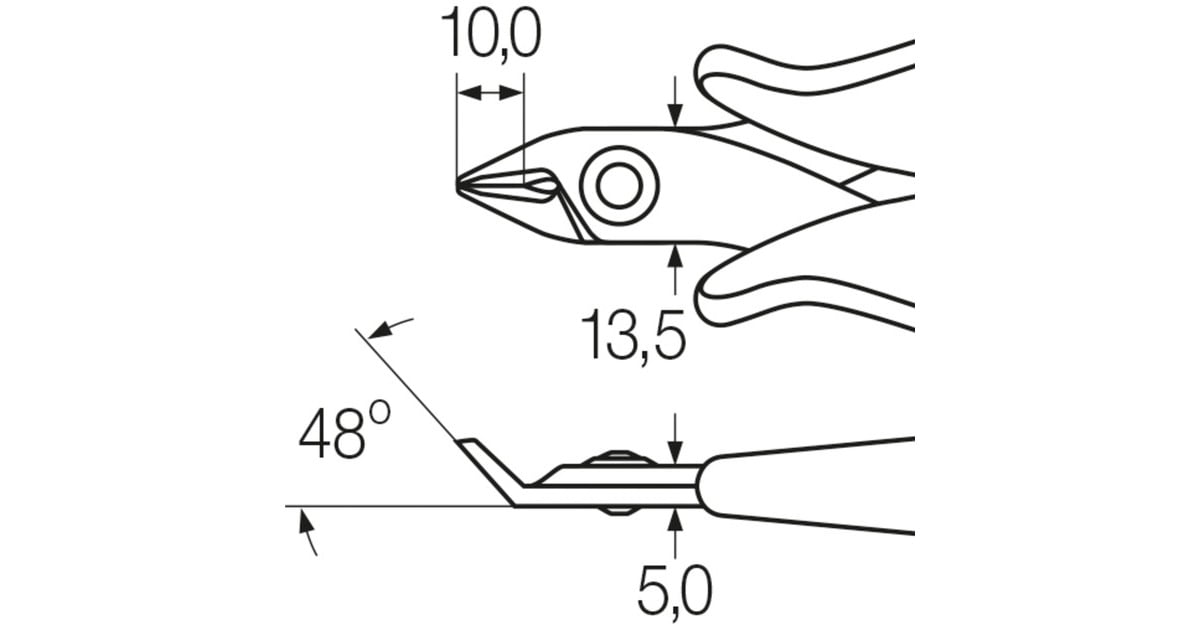 WihaSchuine kopkniptang Electronic  (Rood/zwart)