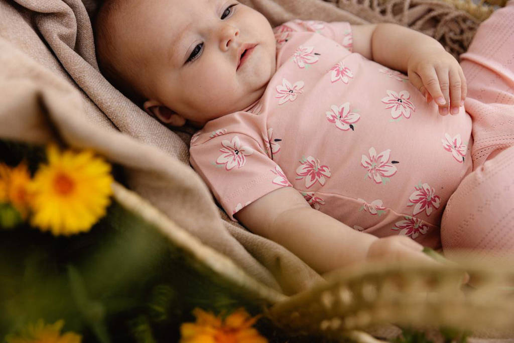 Quapi T-shirt DABIEK met bloemen print perzik/roze