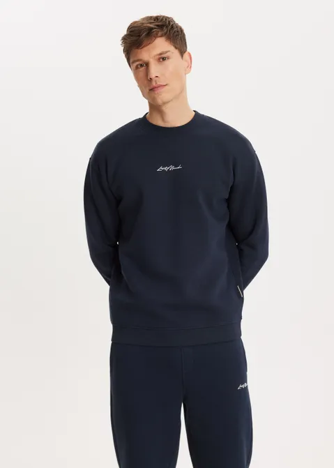Brushed written sweater blauw (BLW.D)