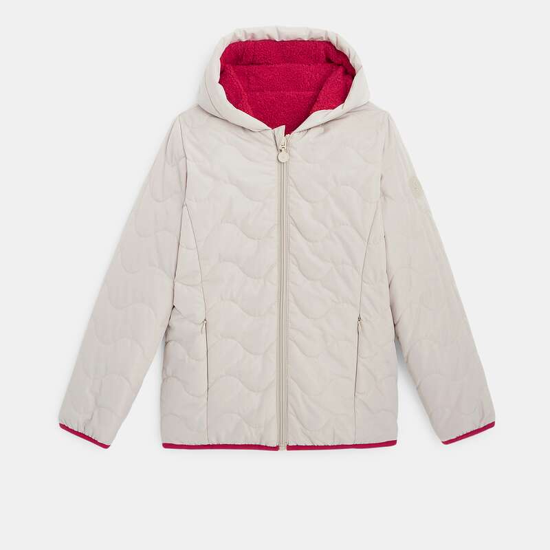 Blouson matelassé et moumoute réversible beige fille