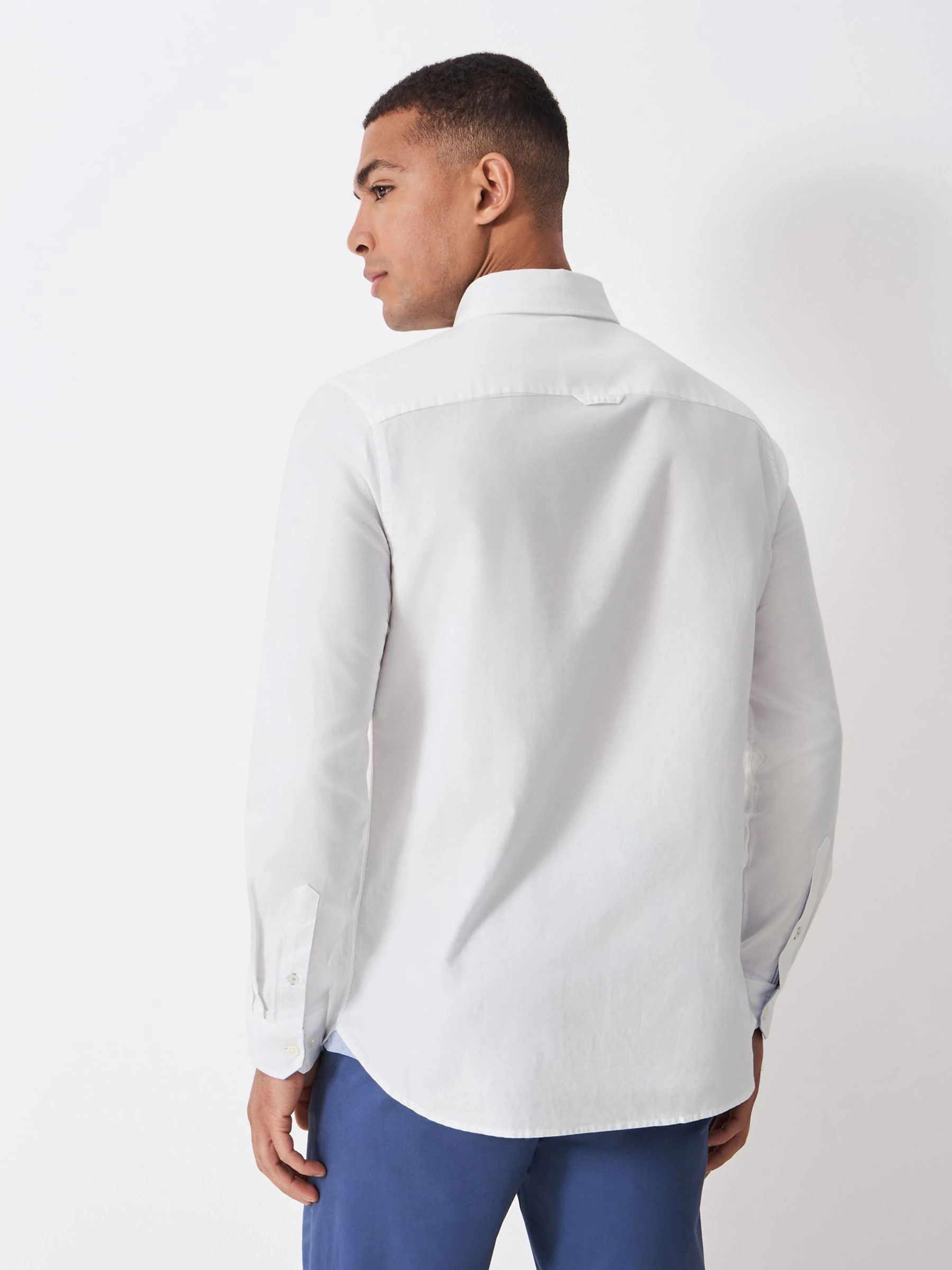 Wit - Crew Clothing slim-fit Oxford-overhemd van 100% katoen