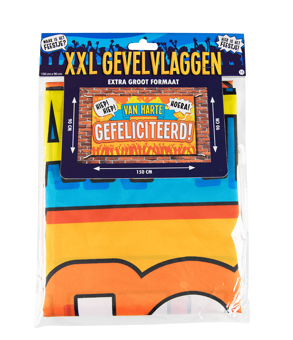 Verjaardag Gevelvlag Van Harte Gefeliciteerd 1,5m