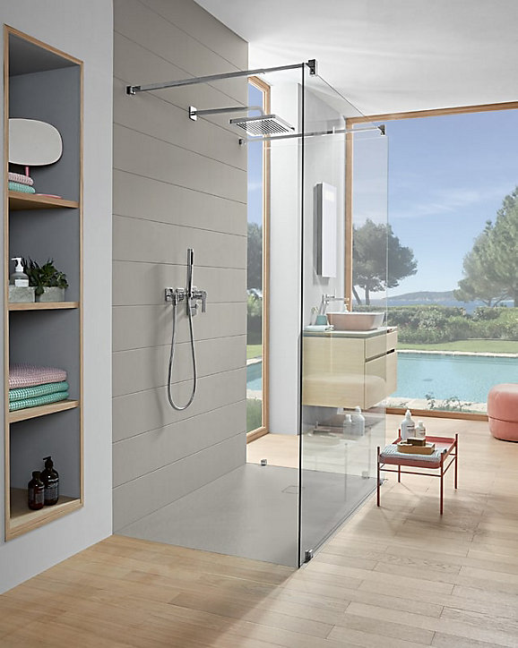 Receveur de douche 90 x 120 cm en acrylique, gris texturé, Villeroy & Boch Exklusive