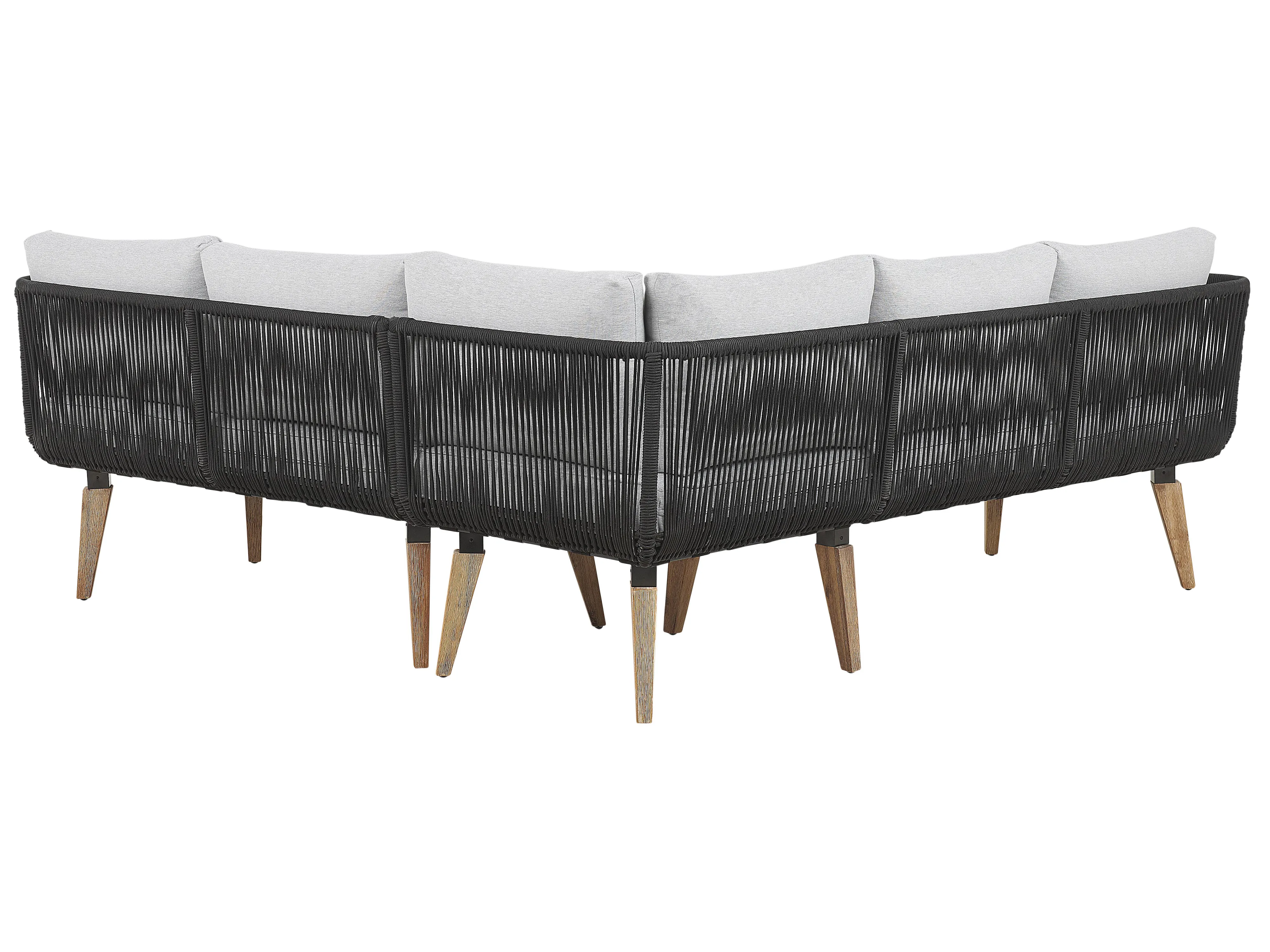 Tuin hoekloungeset met tafel 5-zits ALCAMO linkszijdig Acaciahout Zwart