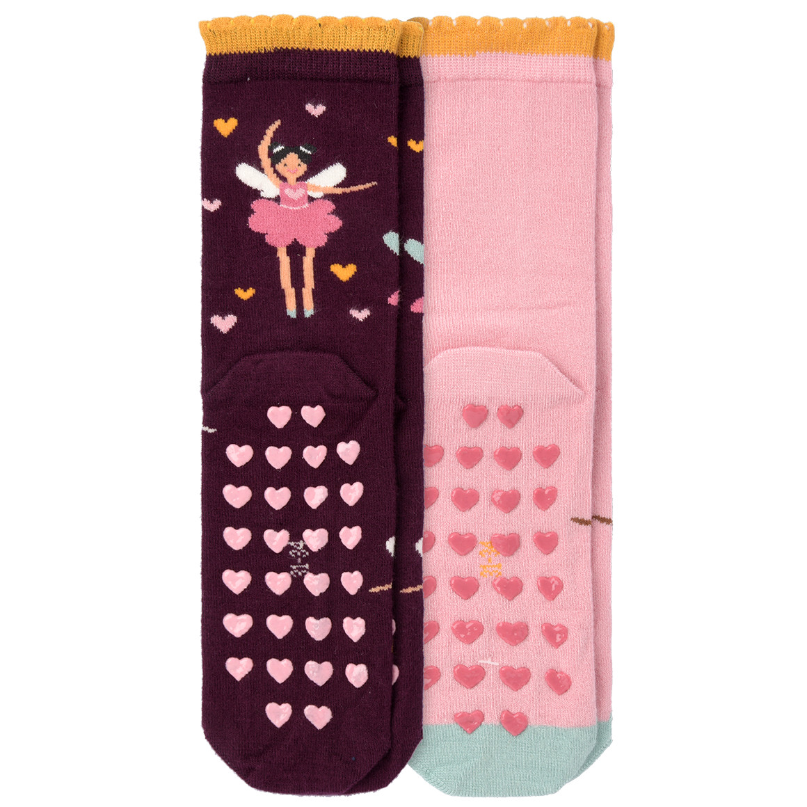 Topolino 2 Mädchen Stoppersocken im Set dunkelrosa / rosa