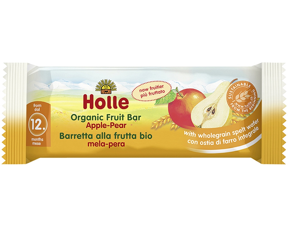 BARRA BIO HOLLE MAÇÃ E PERA 12M 25G