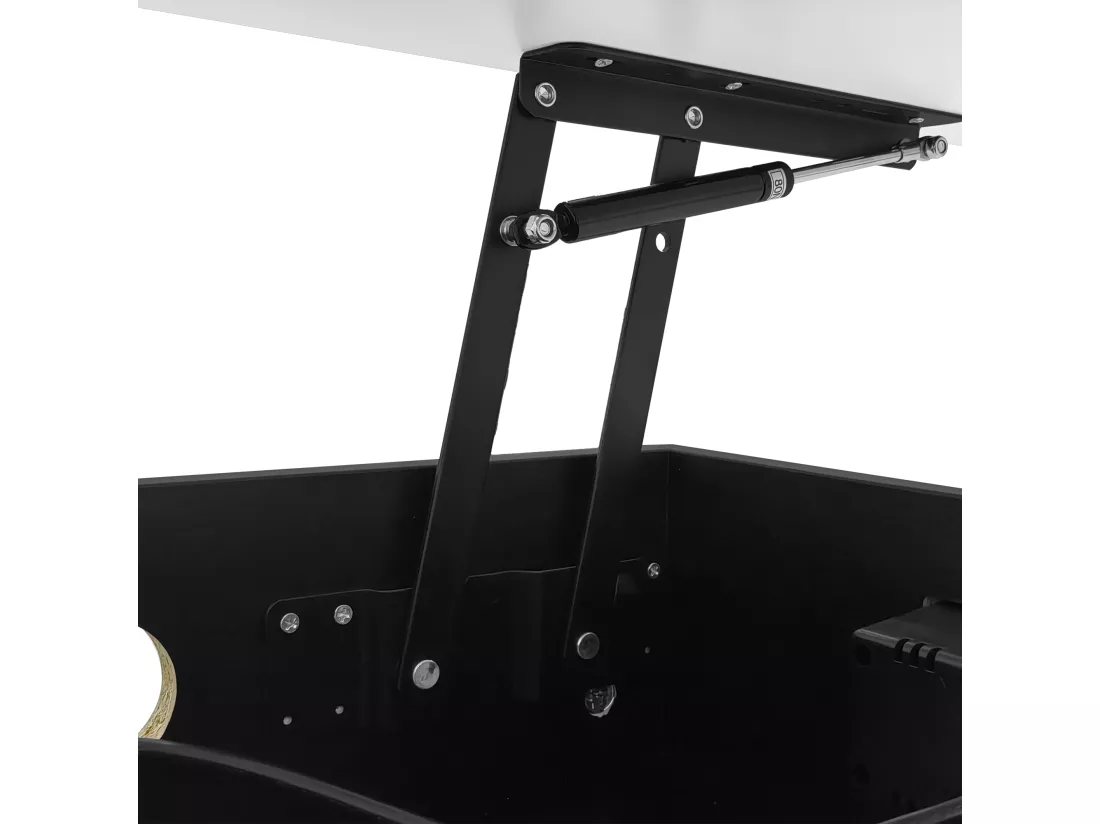Table de chevet avec port USB - 2 tiroirs & plateau extensible - MDF - Blanc & Noir