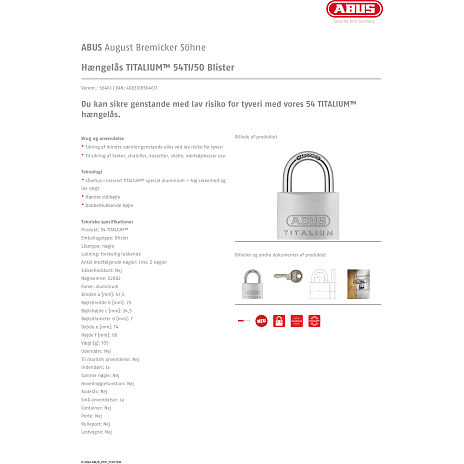ABUS hængelås 54TI/50