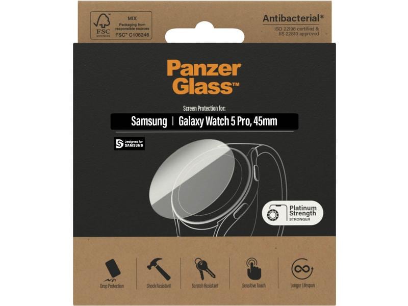 Panzerglass Displayschutz Galaxy Watch 5 Pro (45 mm) Antimikrobieller Displayschutz für die Galaxy Samsung Watch 5 Pro (45 mm)